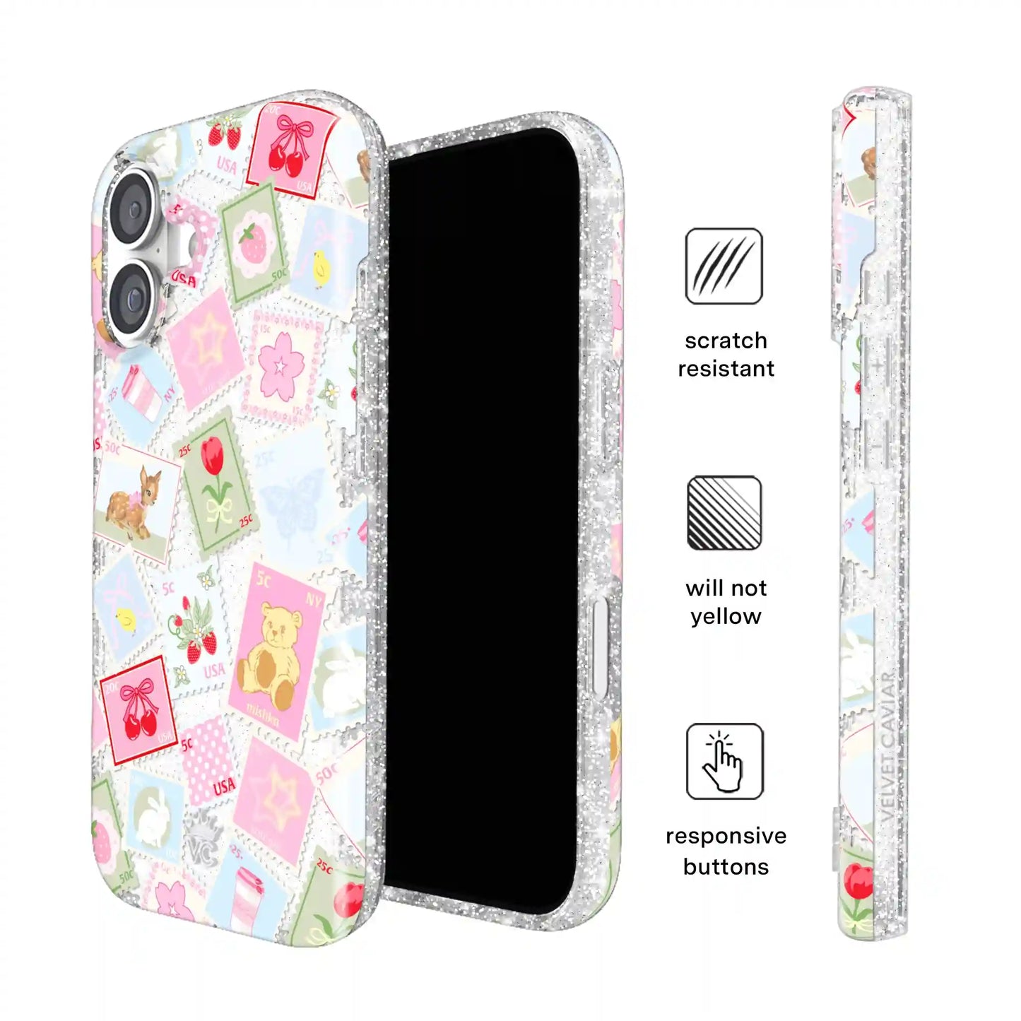 Spring Whimsy Stamps Glitter iPhone Case