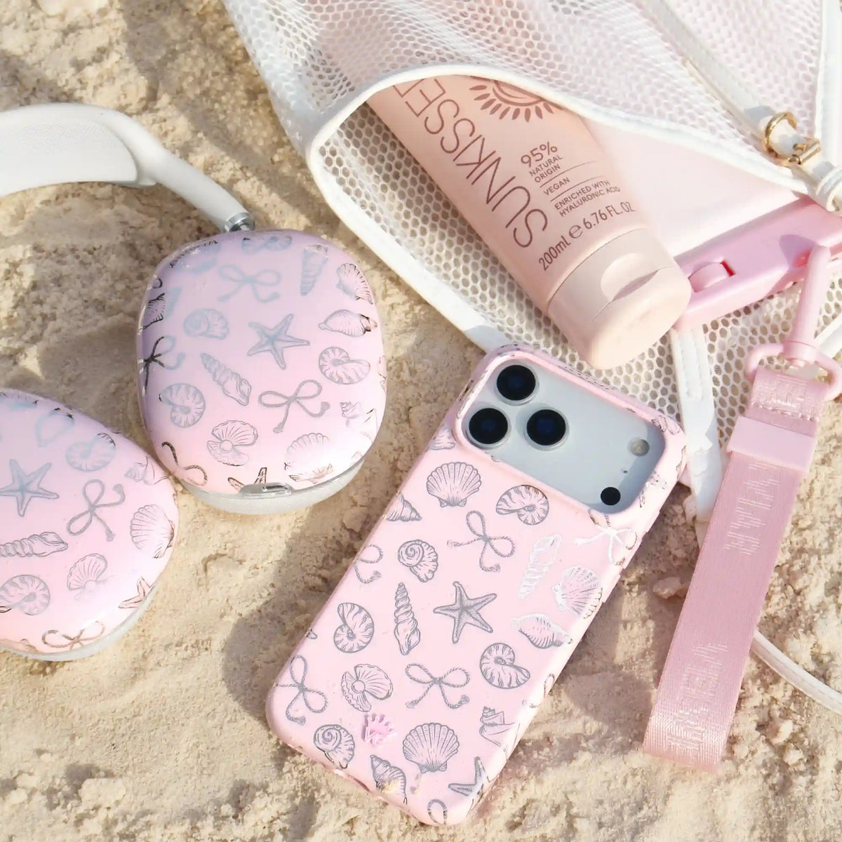 Pink Coastal Seashells AirPod Max Case