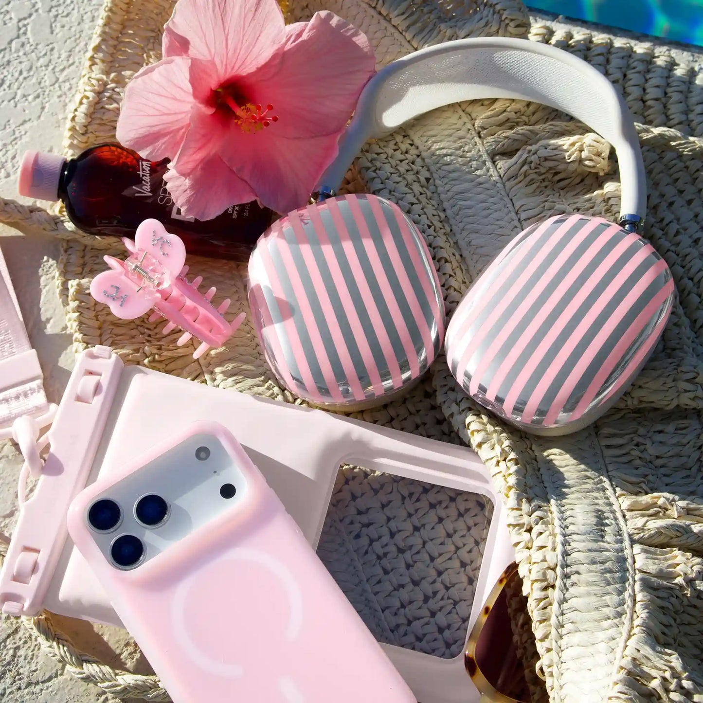 Pink Chrome Stripes AirPod Max Case