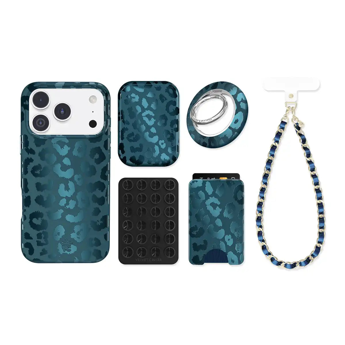 Metallic Navy Leopard iPhone Bundle Set