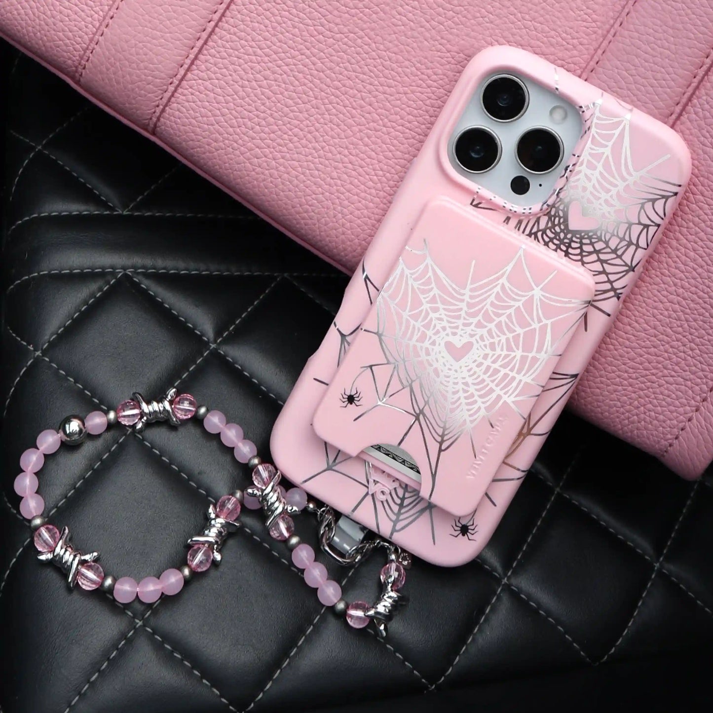 Pink Barbed Wire Phone Charm