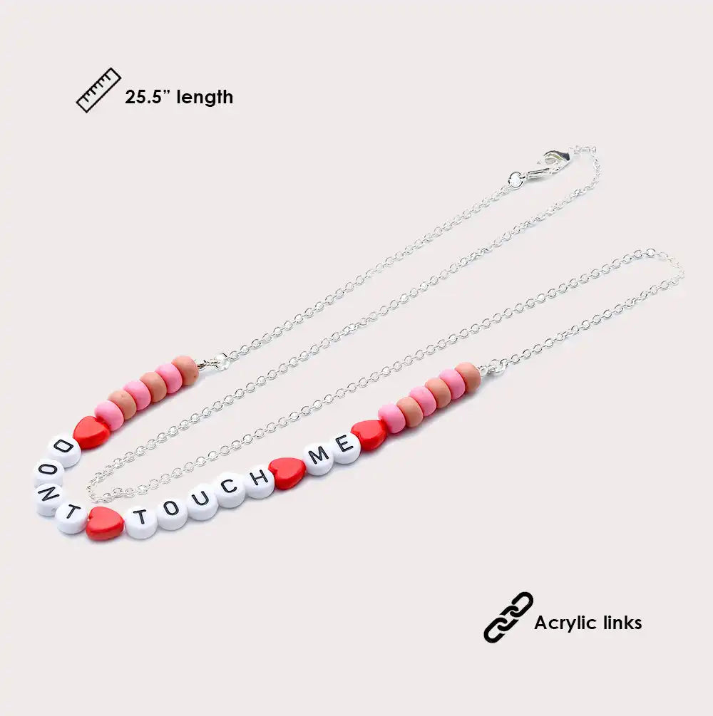 Mask Chain Necklace - 3mm Dont Touch Me Beads in Silver