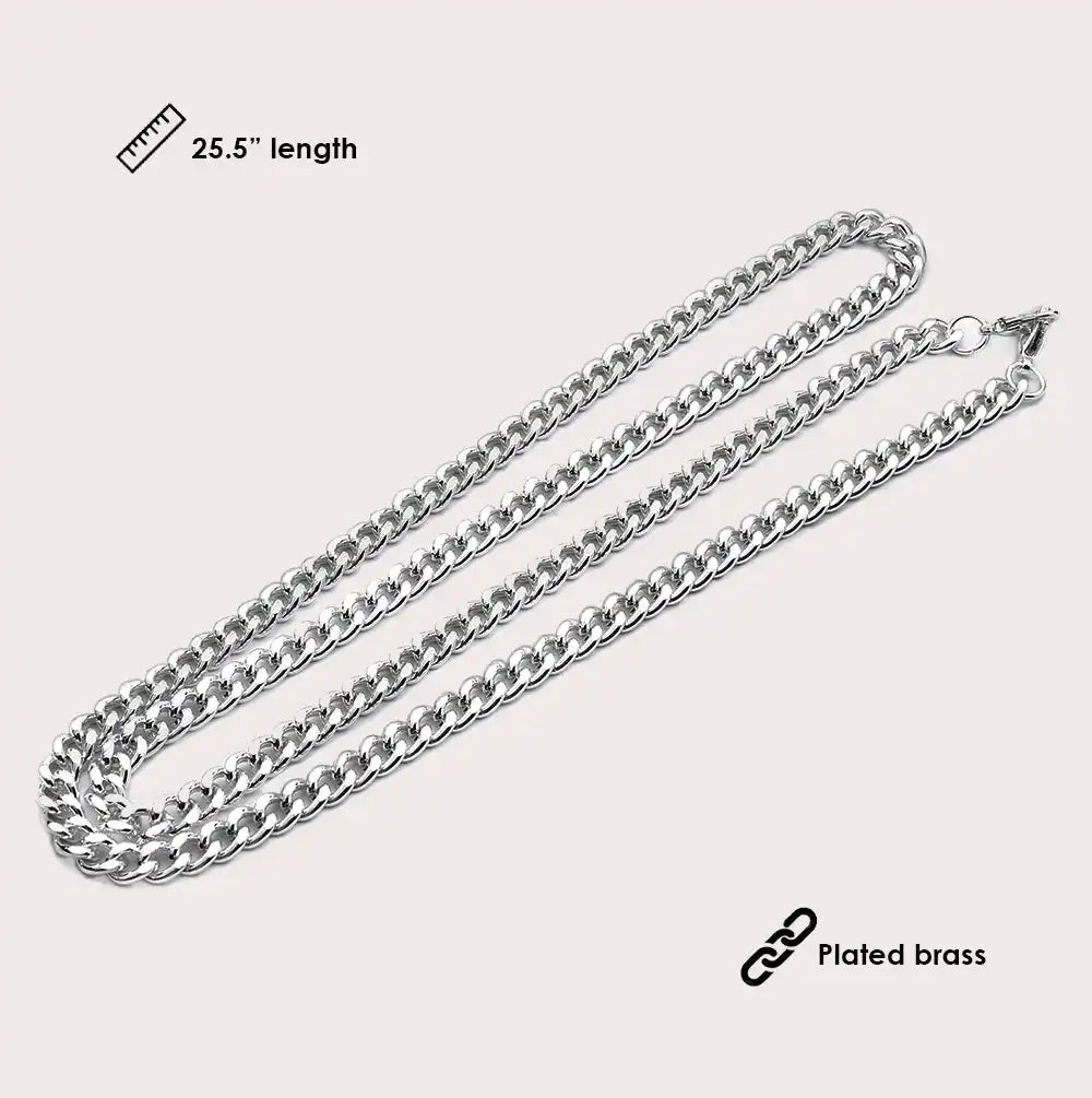 Mask Chain Necklace - 5mm Curb in Silver