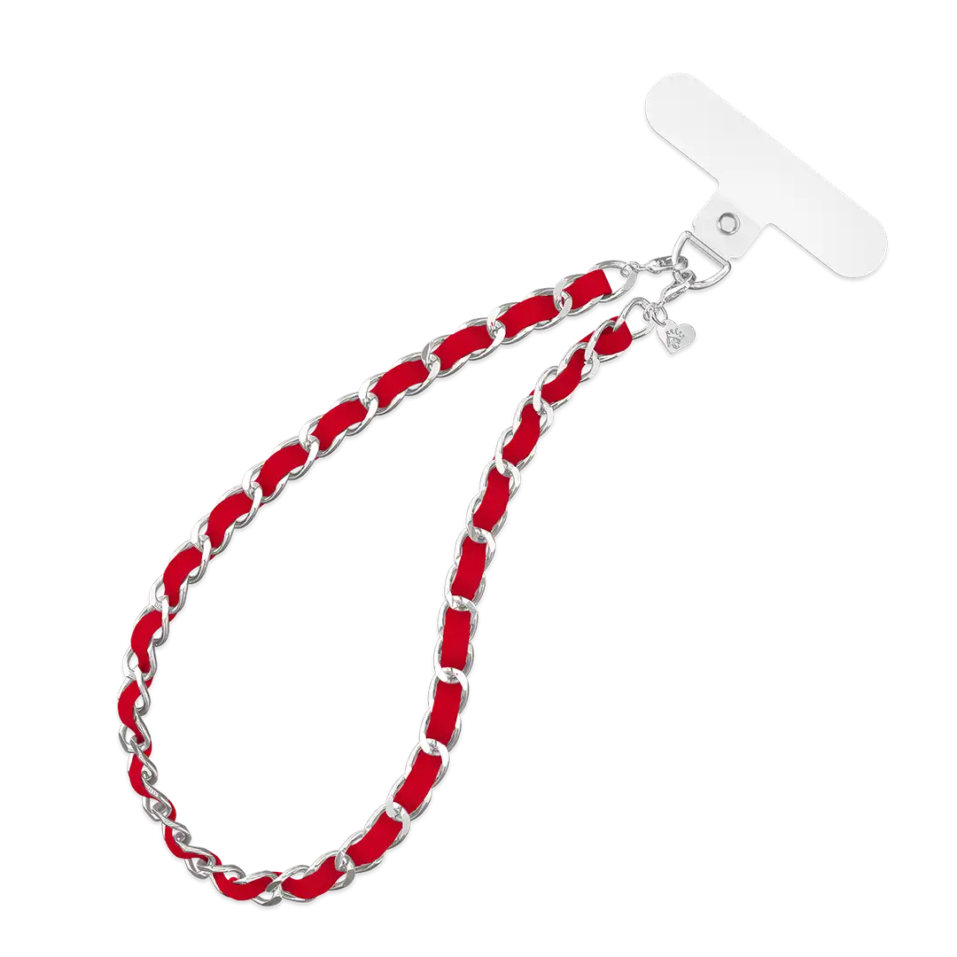 Red Leather Chain Phone Charm