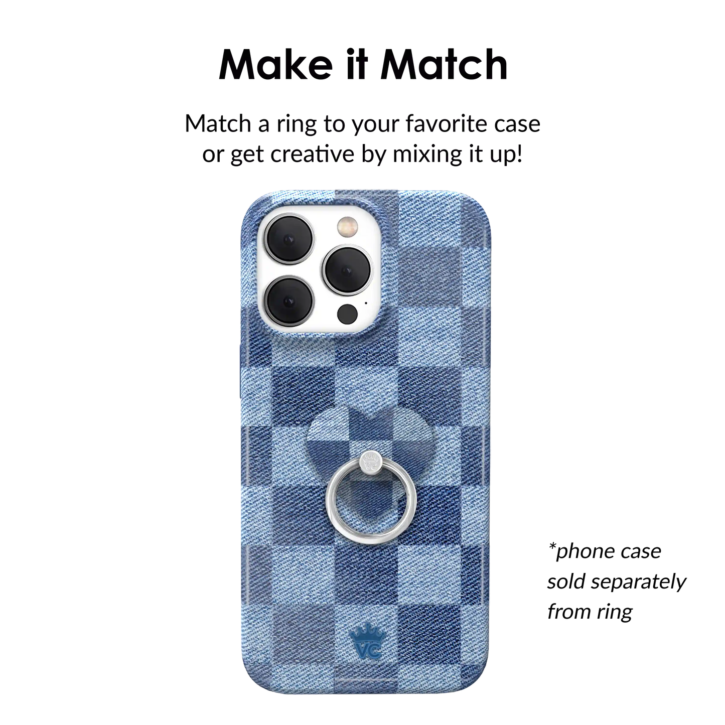 Denim Vibe Checkered Phone Ring