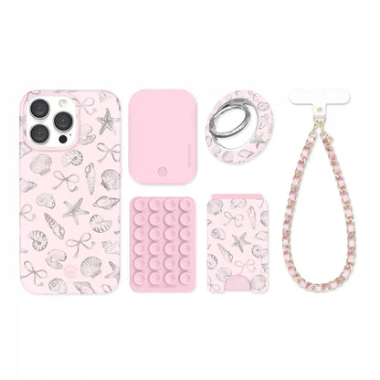 Pink Coastal Seashells iPhone Bundle Set
