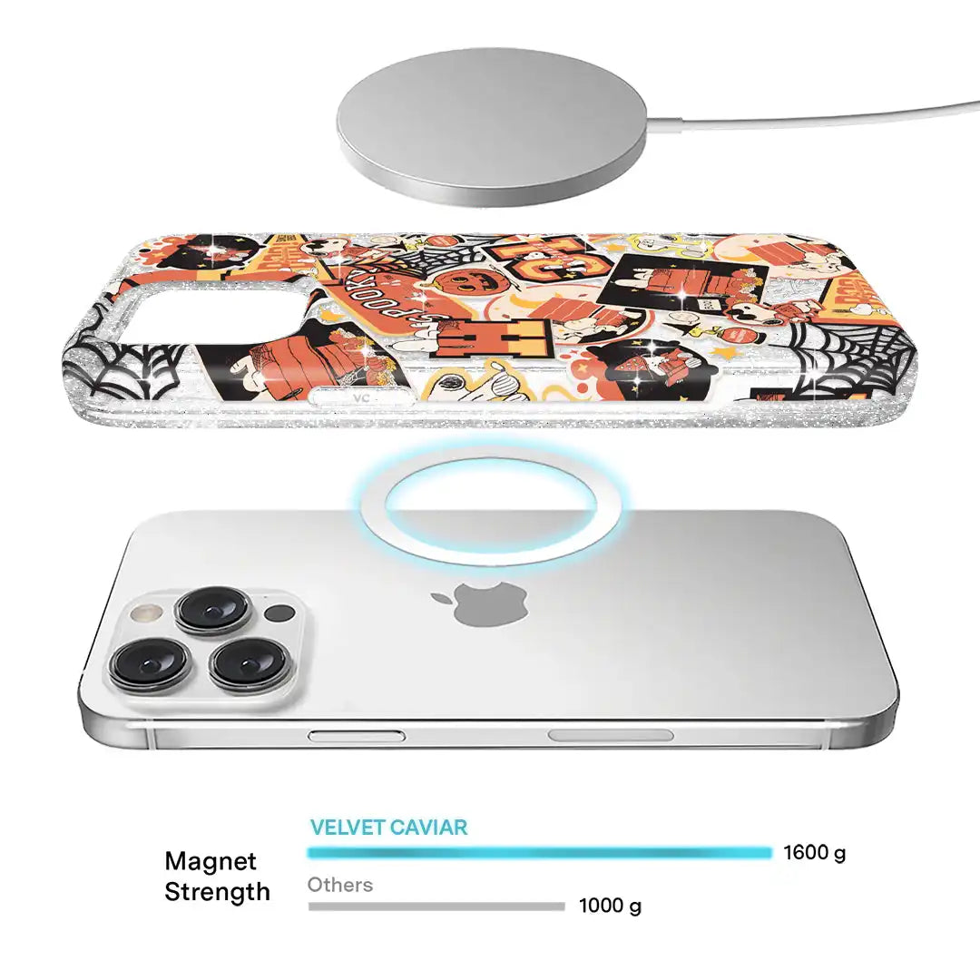 Snoopy Halloween Varsity Glitter iPhone Case