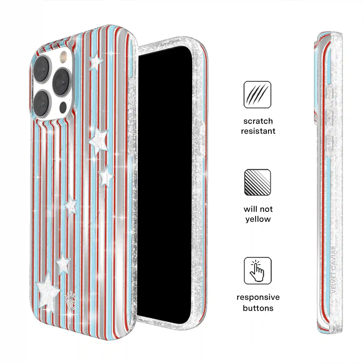 Stars & Stripes Glitter iPhone Case