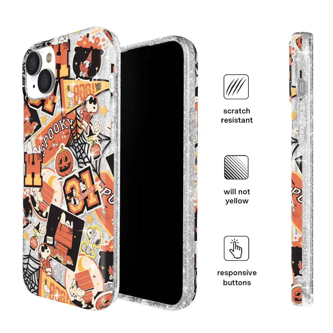 Snoopy Halloween Varsity Glitter iPhone Case