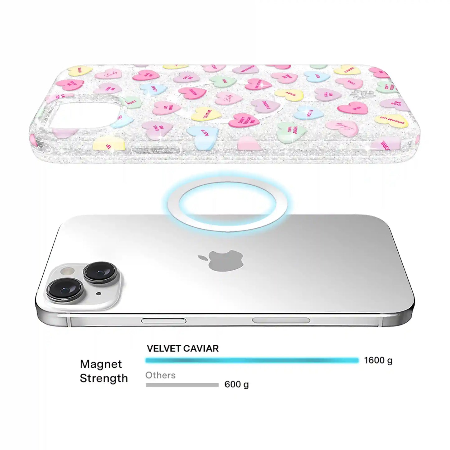 Sweet Hearts Glitter iPhone Case