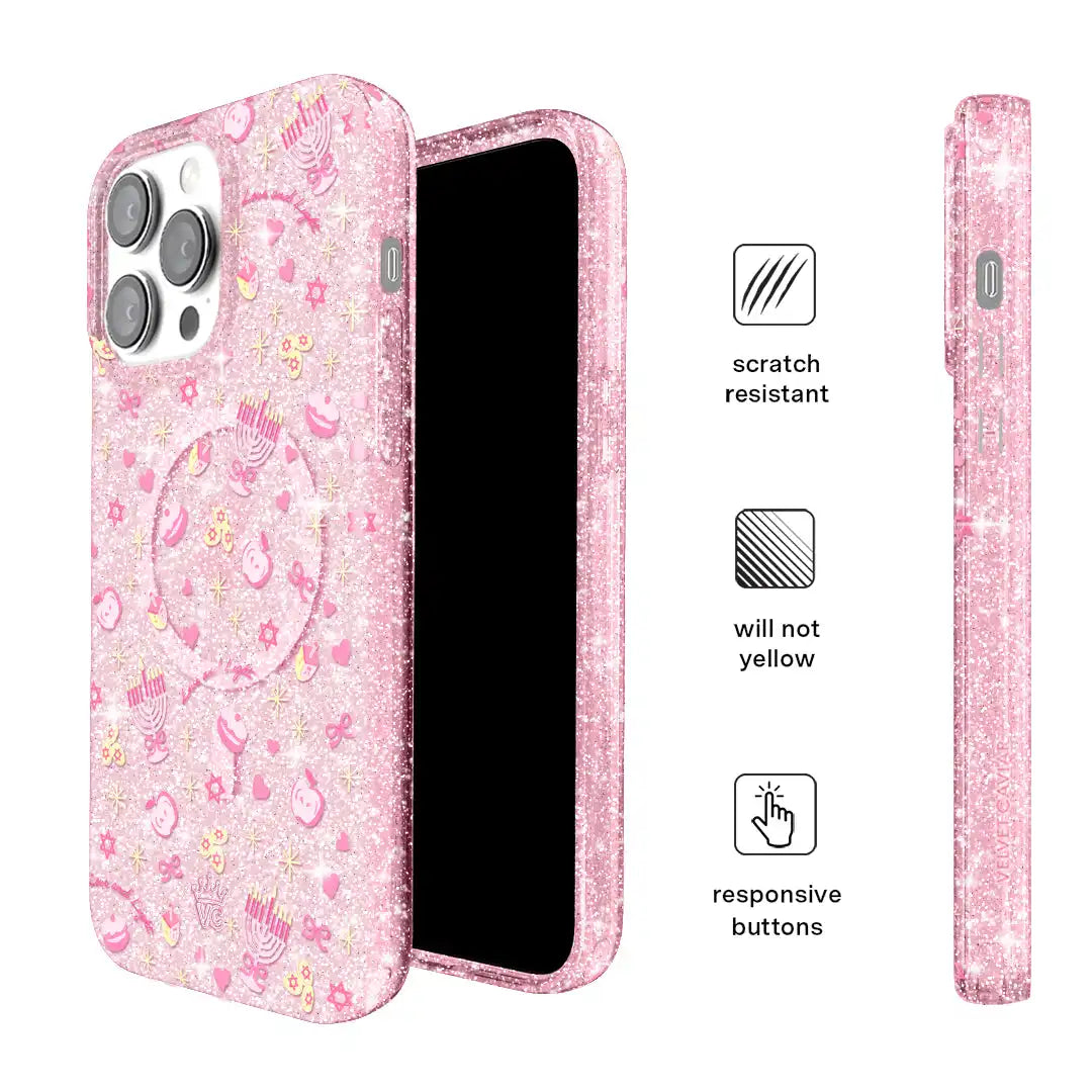 Pink Hanukkah Glitter iPhone Case