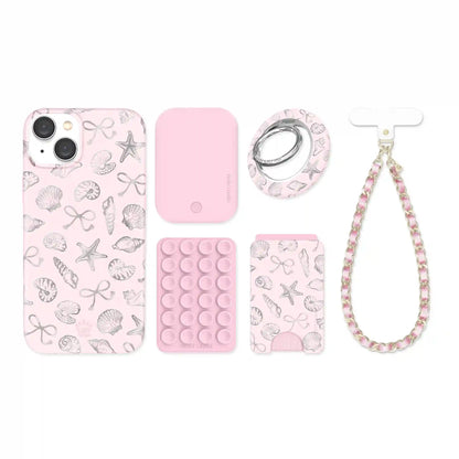 Pink Coastal Seashells iPhone Bundle Set