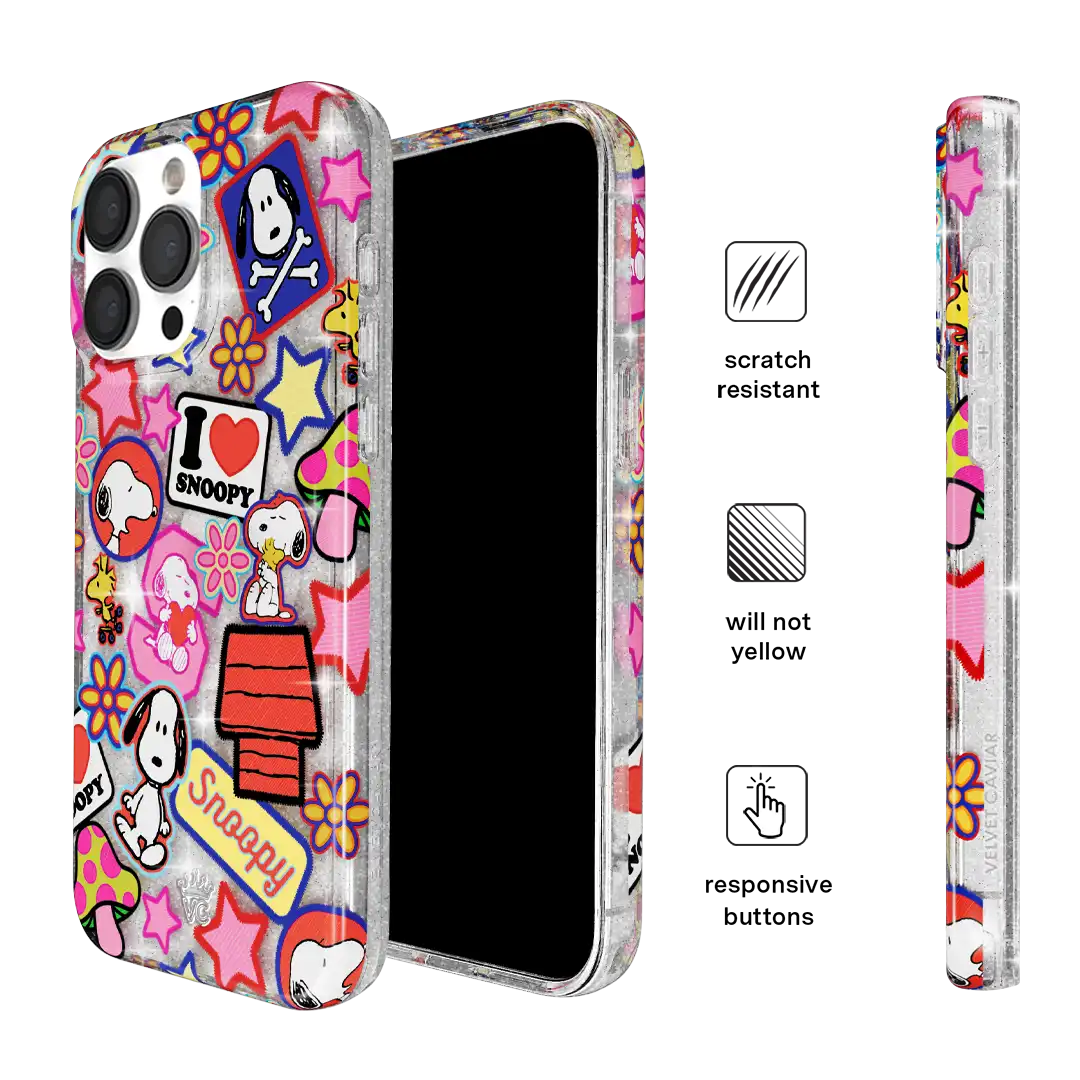 Snoopy Patchwork Glitter iPhone Case