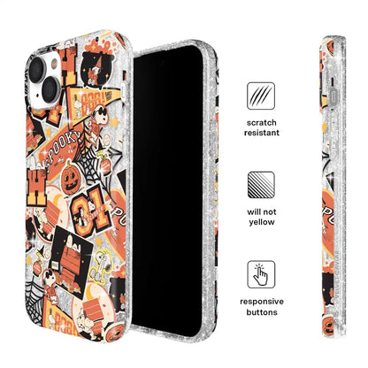 Snoopy Halloween Varsity Glitter iPhone Case