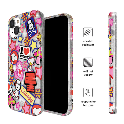 Snoopy Patchwork Glitter iPhone Case