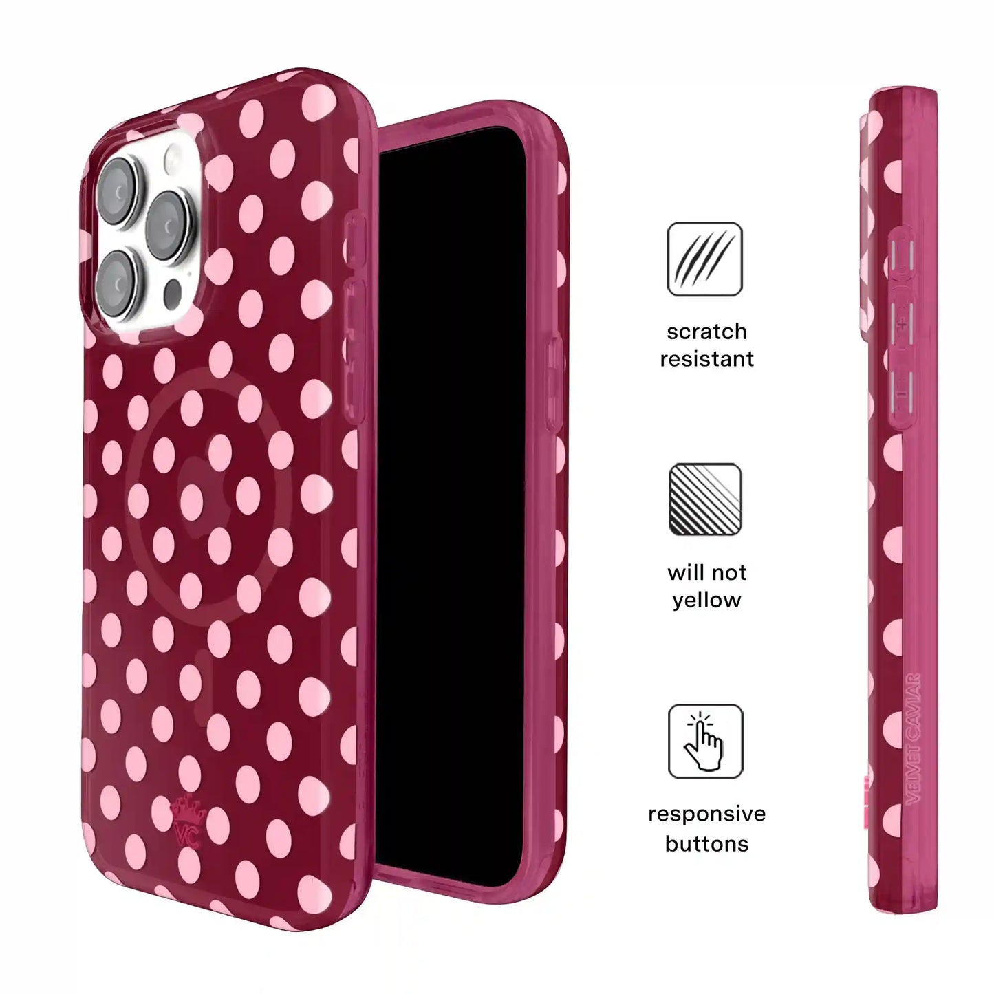 Raspberry Polka Dot iPhone Case
