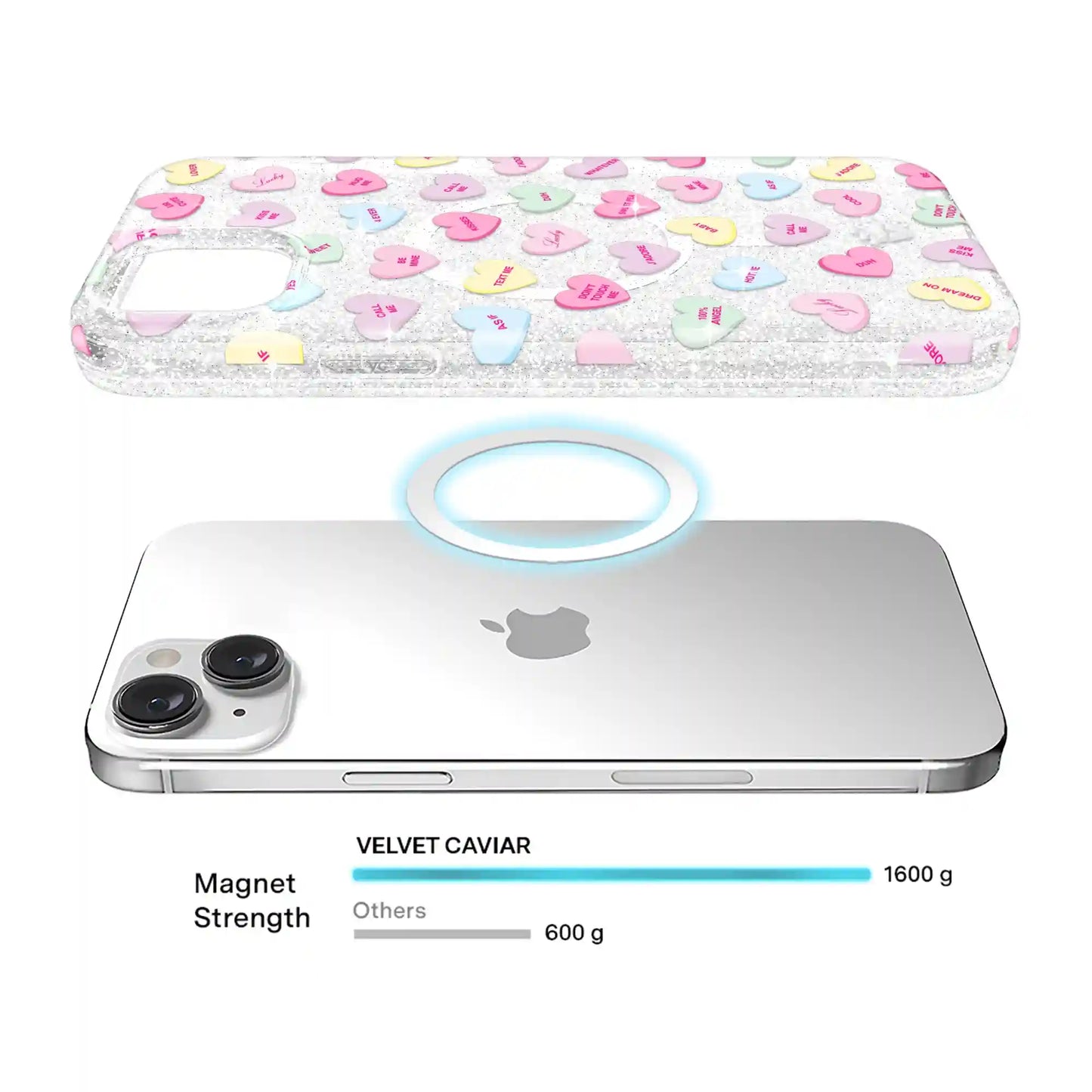 Sweet Hearts Glitter iPhone Case