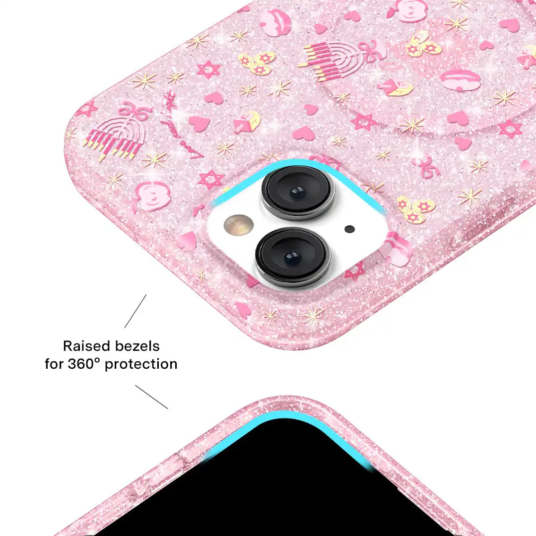 Pink Hanukkah Glitter iPhone Case