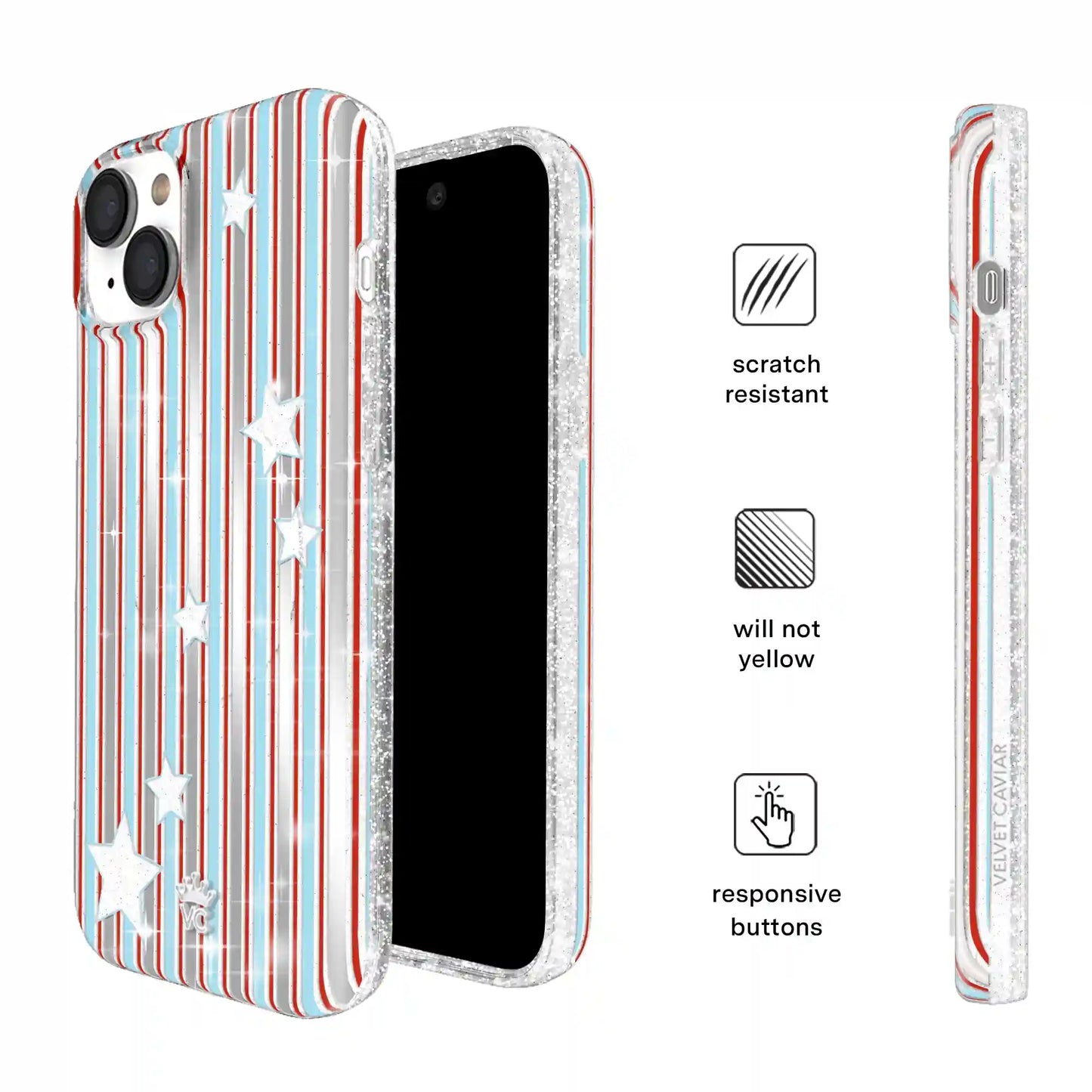 Stars & Stripes Glitter iPhone Case