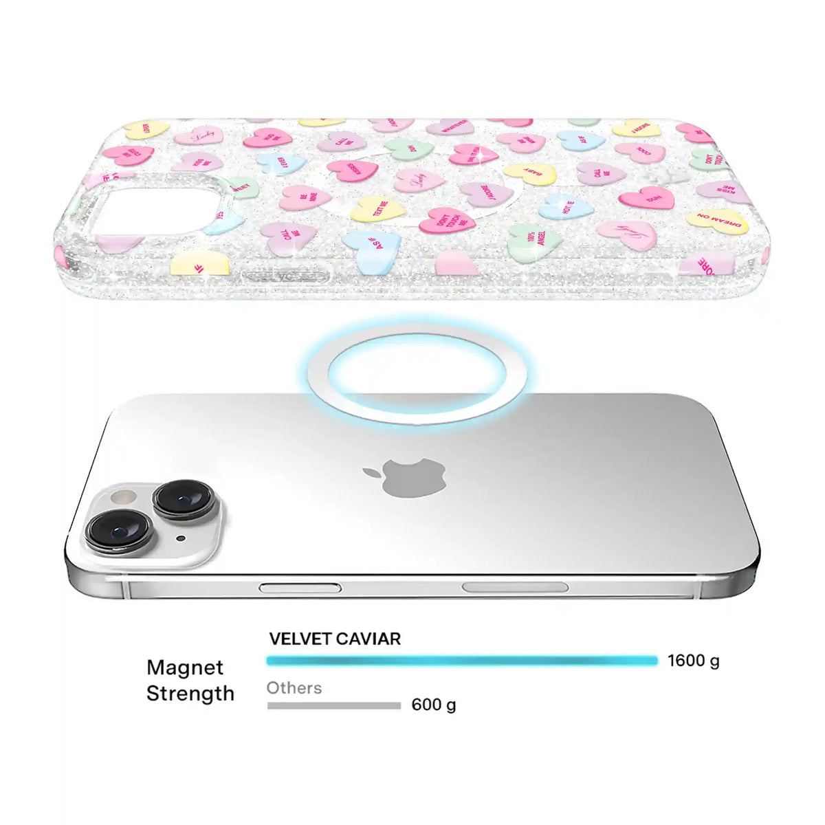 Sweet Hearts Glitter iPhone Case