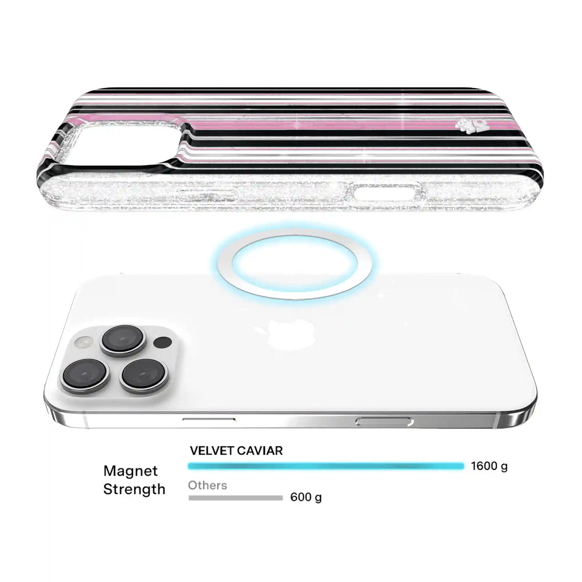 Pretty Punk Stripes Glitter iPhone Case