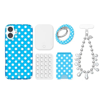 Aquamarine Polka Dot iPhone Bundle Set