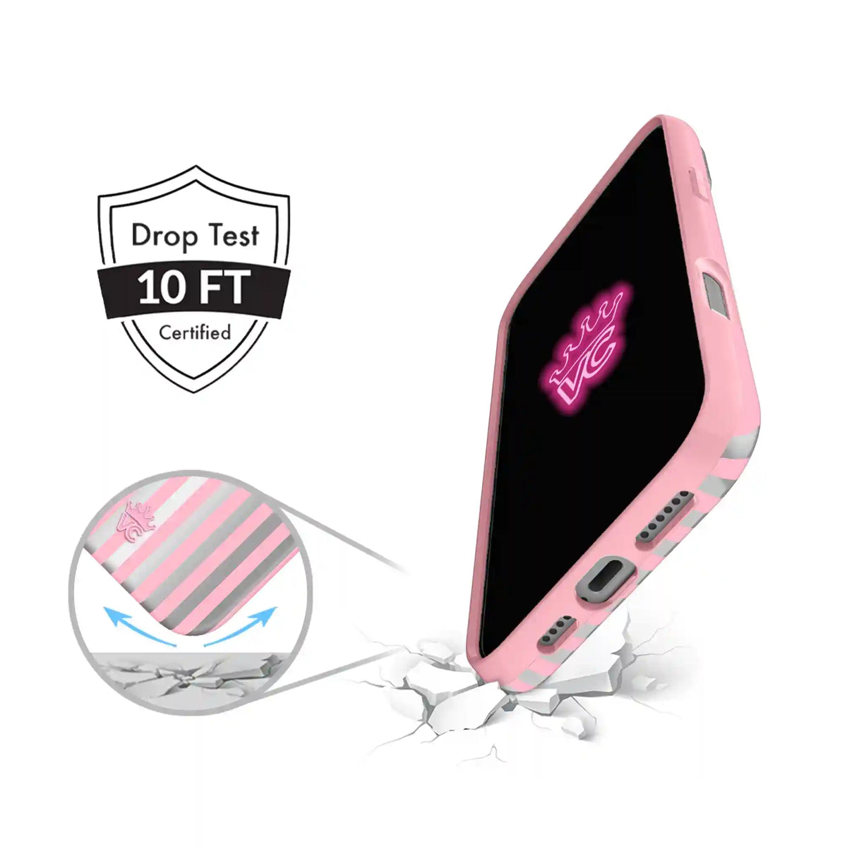 Pink Chrome Stripes iPhone Case
