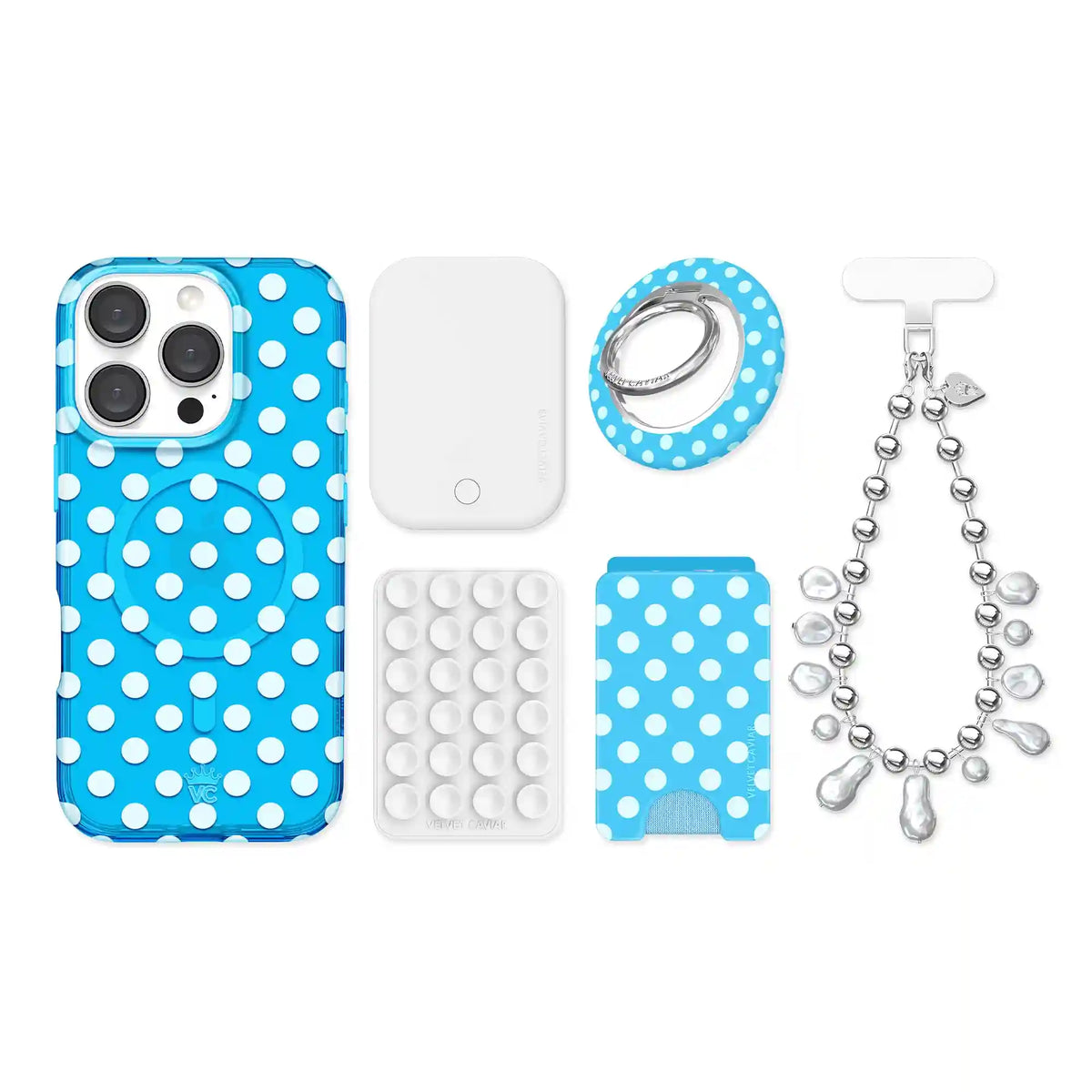 Aquamarine Polka Dot iPhone Bundle Set