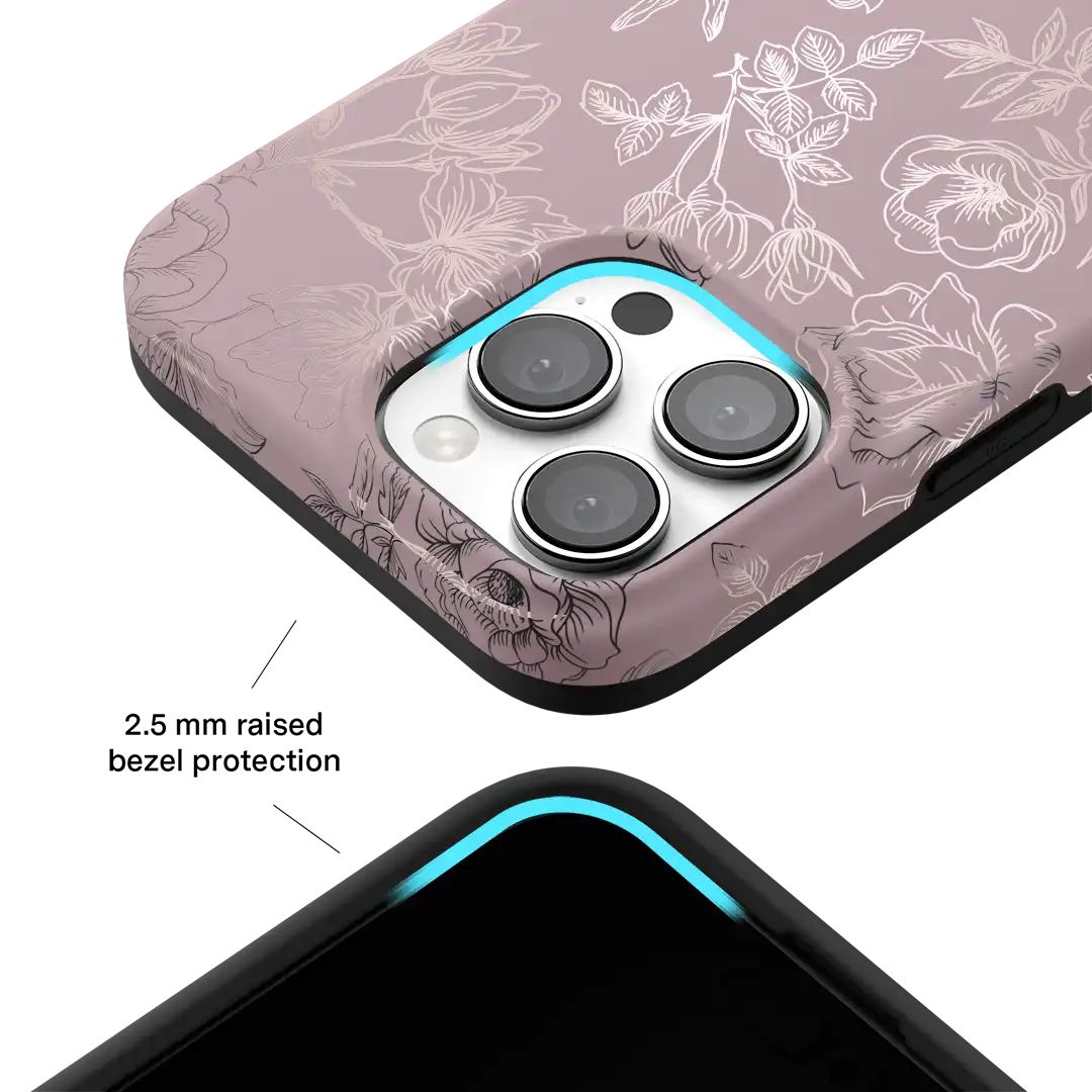 Dusty Rose Chrome Floral iPhone Case
