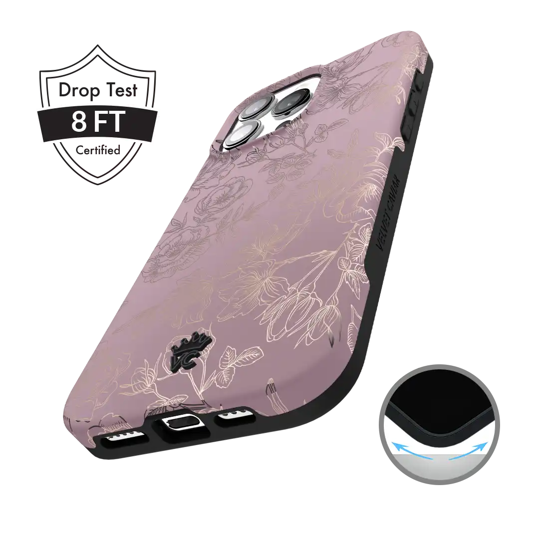 Dusty Rose Chrome Floral iPhone Case