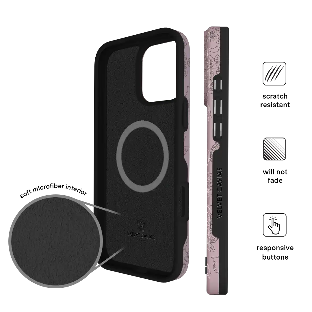 Dusty Rose Chrome Floral iPhone Case