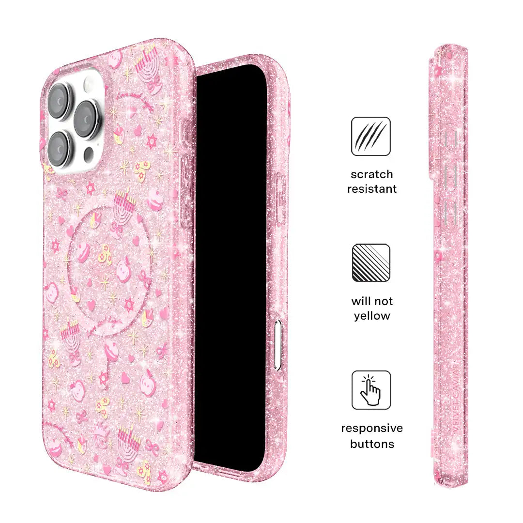 Pink Hanukkah Glitter iPhone Case