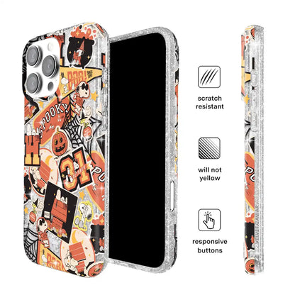 Snoopy Halloween Varsity Glitter iPhone Case