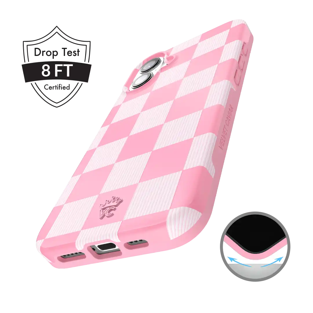 Pink Vibe Checkered iPhone Case