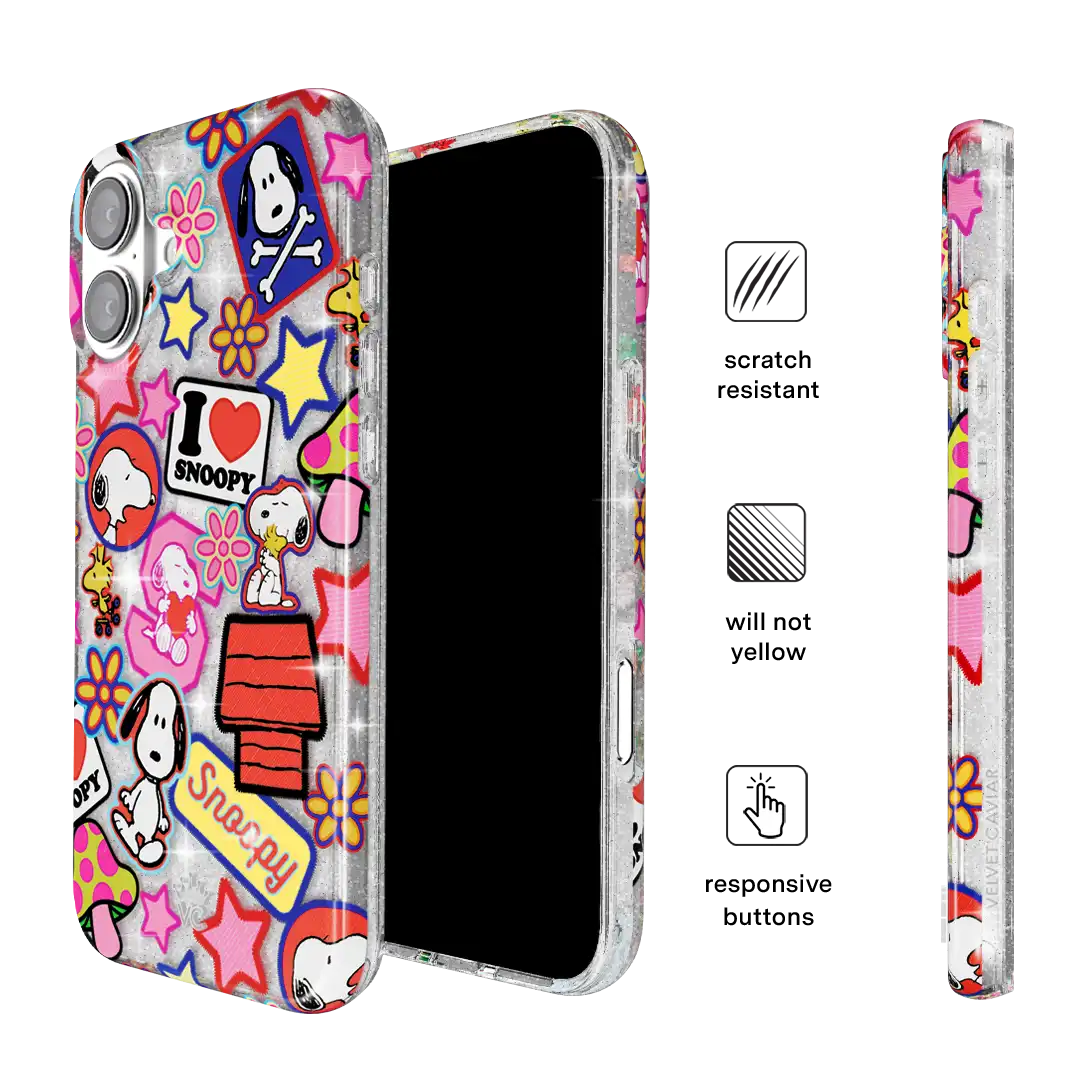 Snoopy Patchwork Glitter iPhone Case