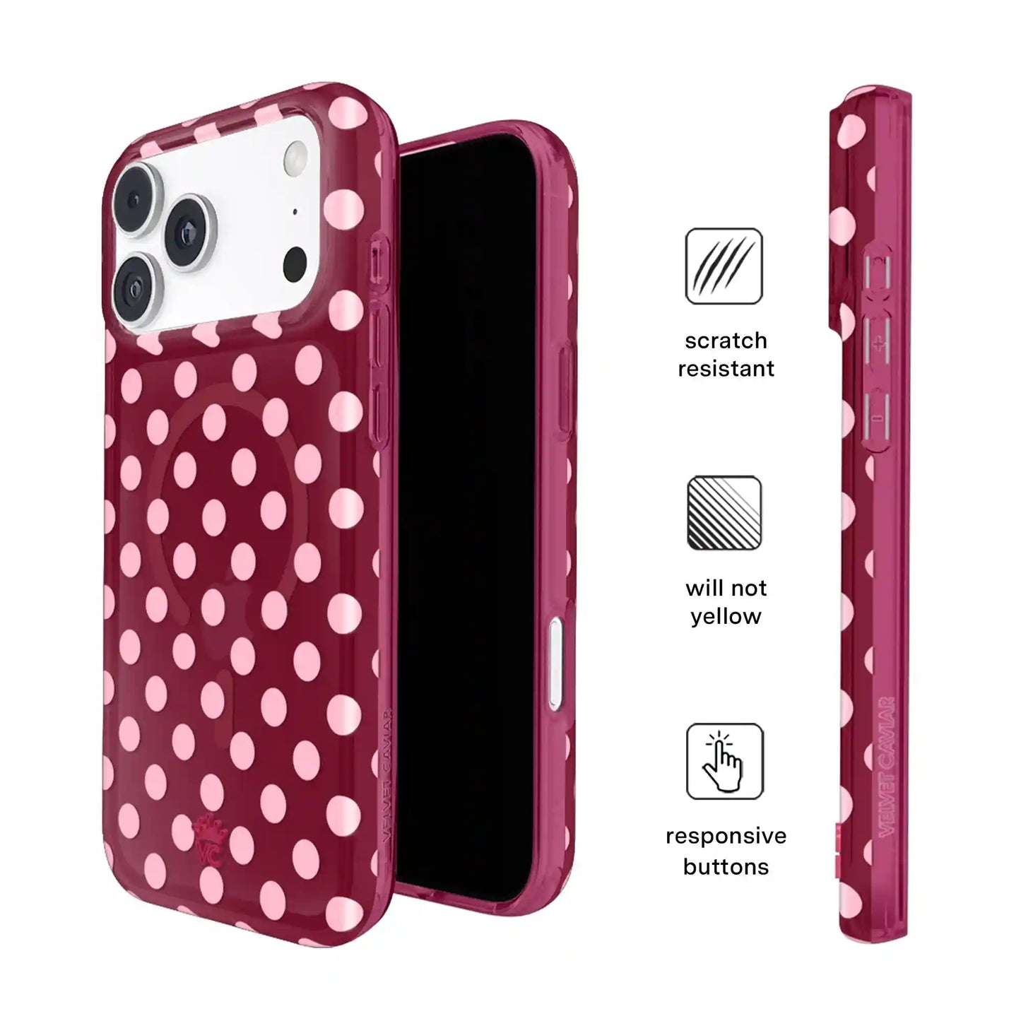 Raspberry Polka Dot iPhone Case