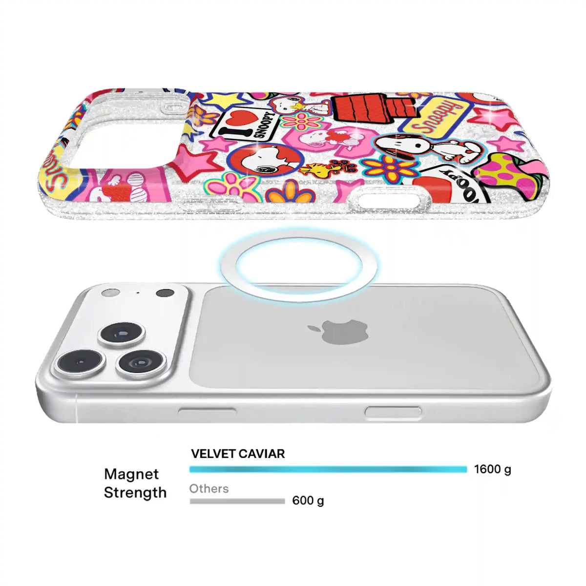 Snoopy Patchwork Glitter iPhone Case