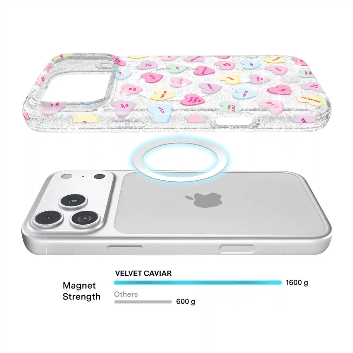 Sweet Hearts Glitter iPhone Case
