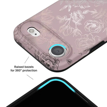 Dusty Rose Chrome Floral iPhone Case