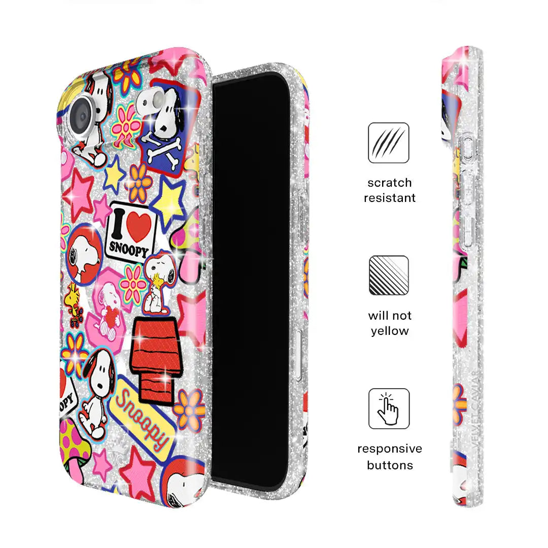 Snoopy Patchwork Glitter iPhone Case