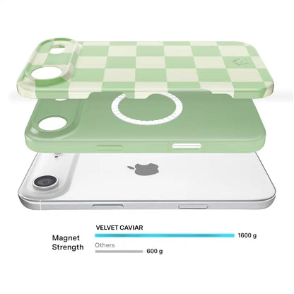Pistachio Vibe Checkered iPhone Case