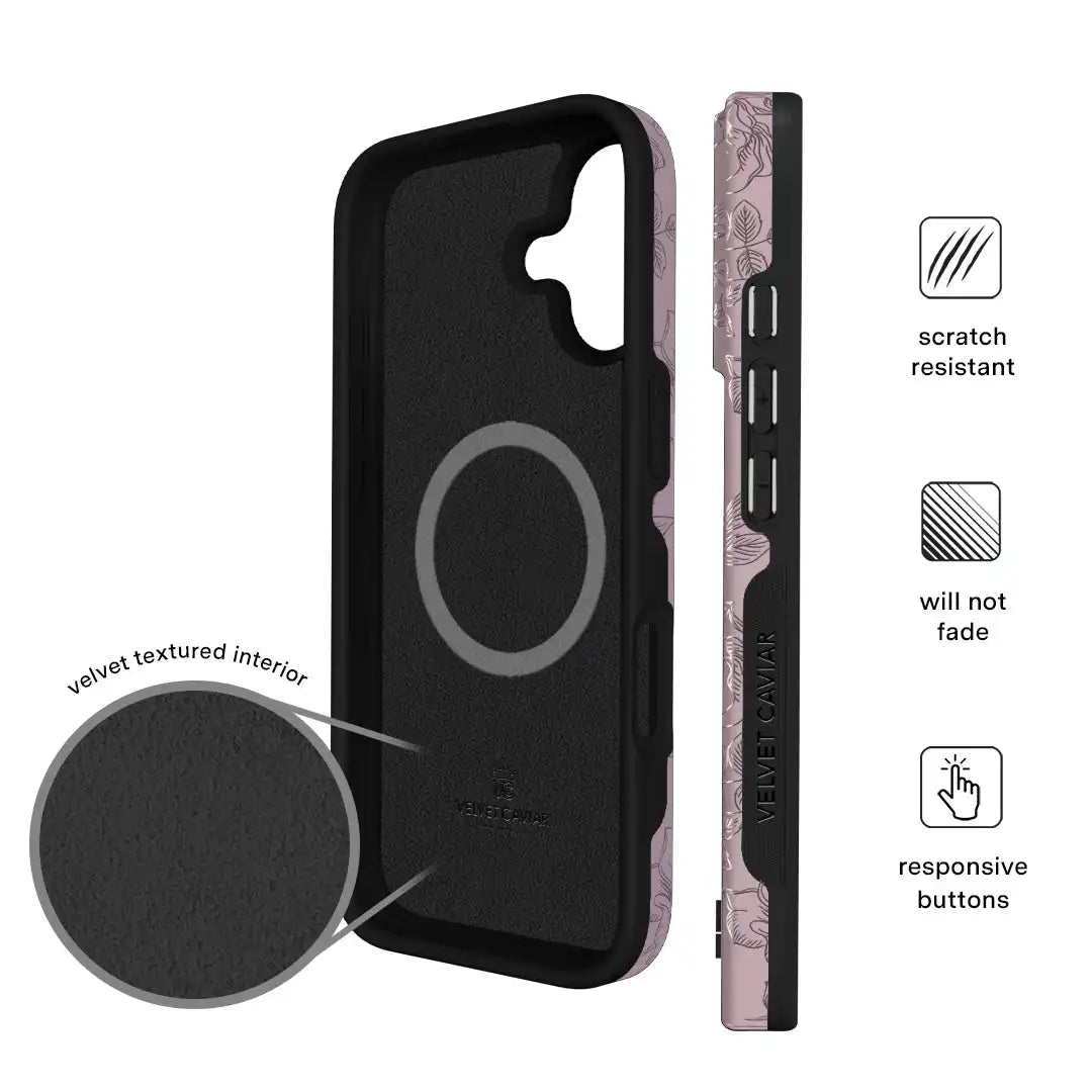 Dusty Rose Chrome Floral iPhone Case