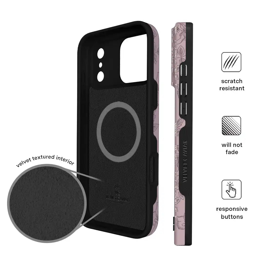 Dusty Rose Chrome Floral iPhone Case