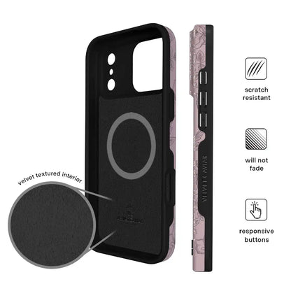 Dusty Rose Chrome Floral iPhone Case