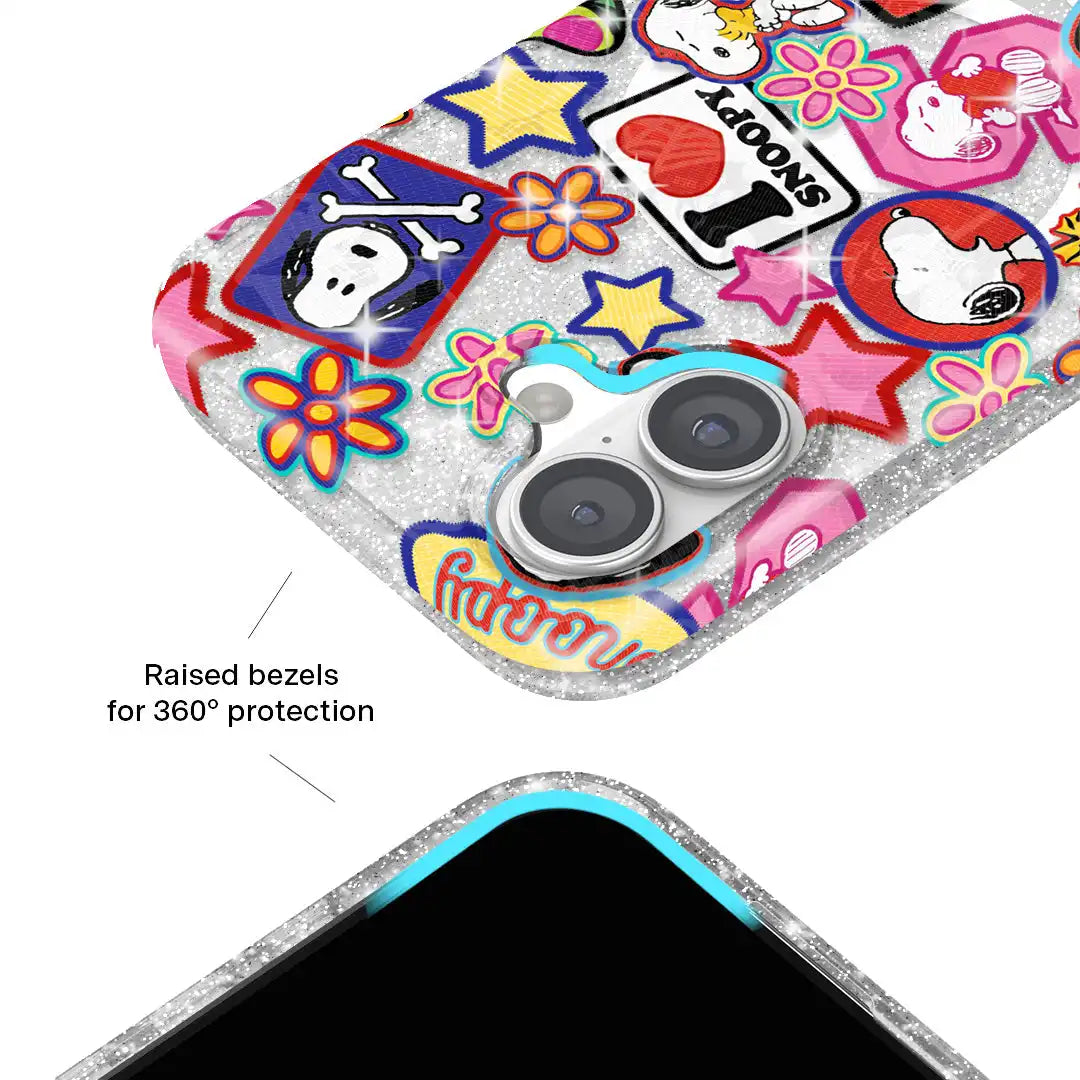 Snoopy Patchwork Glitter iPhone Case