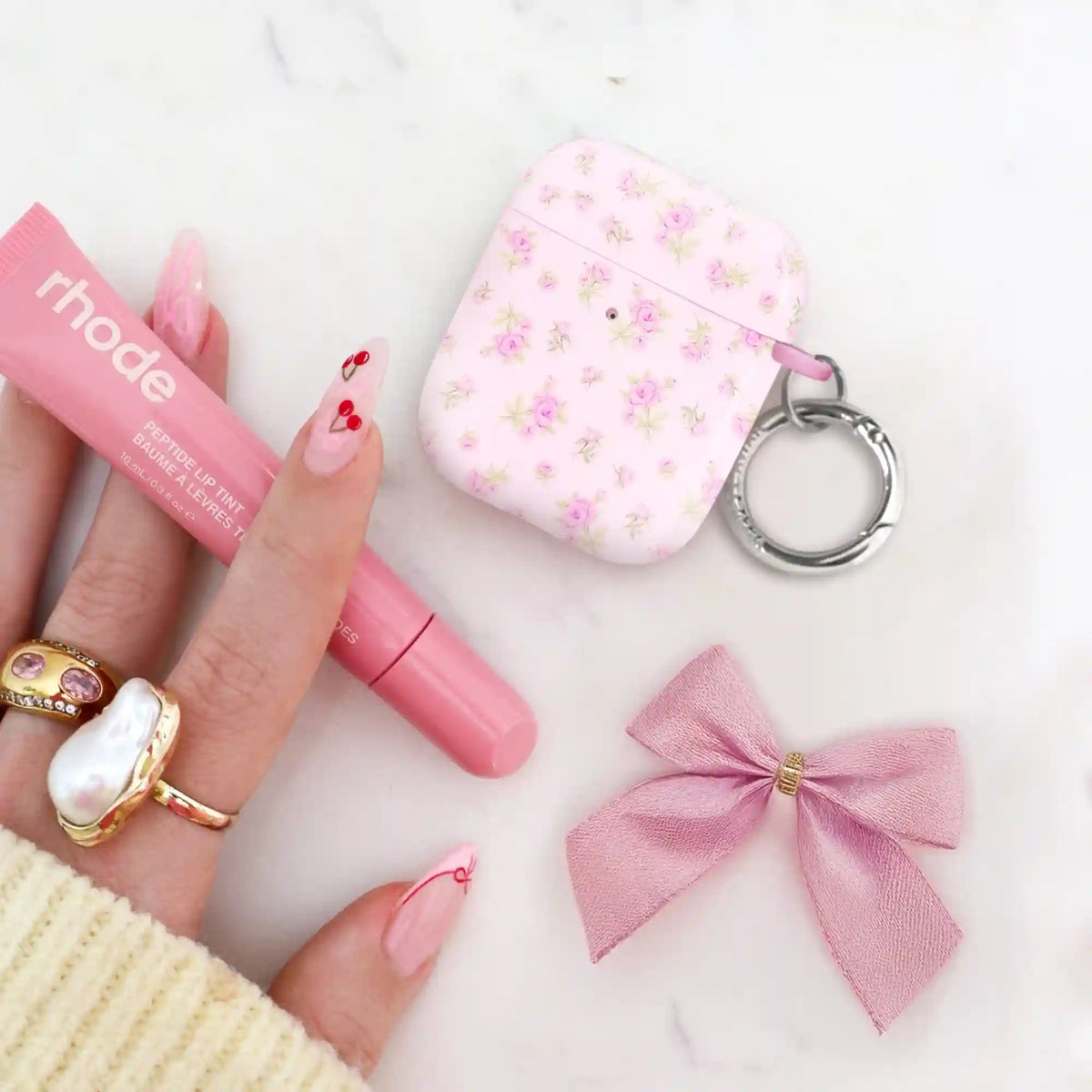 Dainty Pink Floral AirPod Case