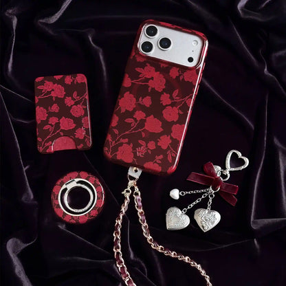 Dark Cherry Floral MagSafe Grip Ring