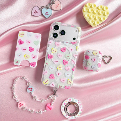 Sweet Hearts Pearl Chain Phone Charm
