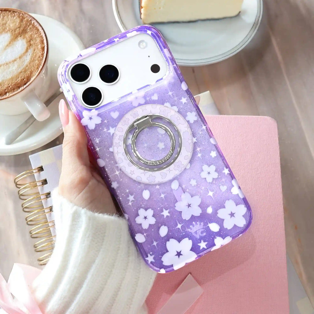 Lavender Cherry Blossom MagSafe Grip Ring