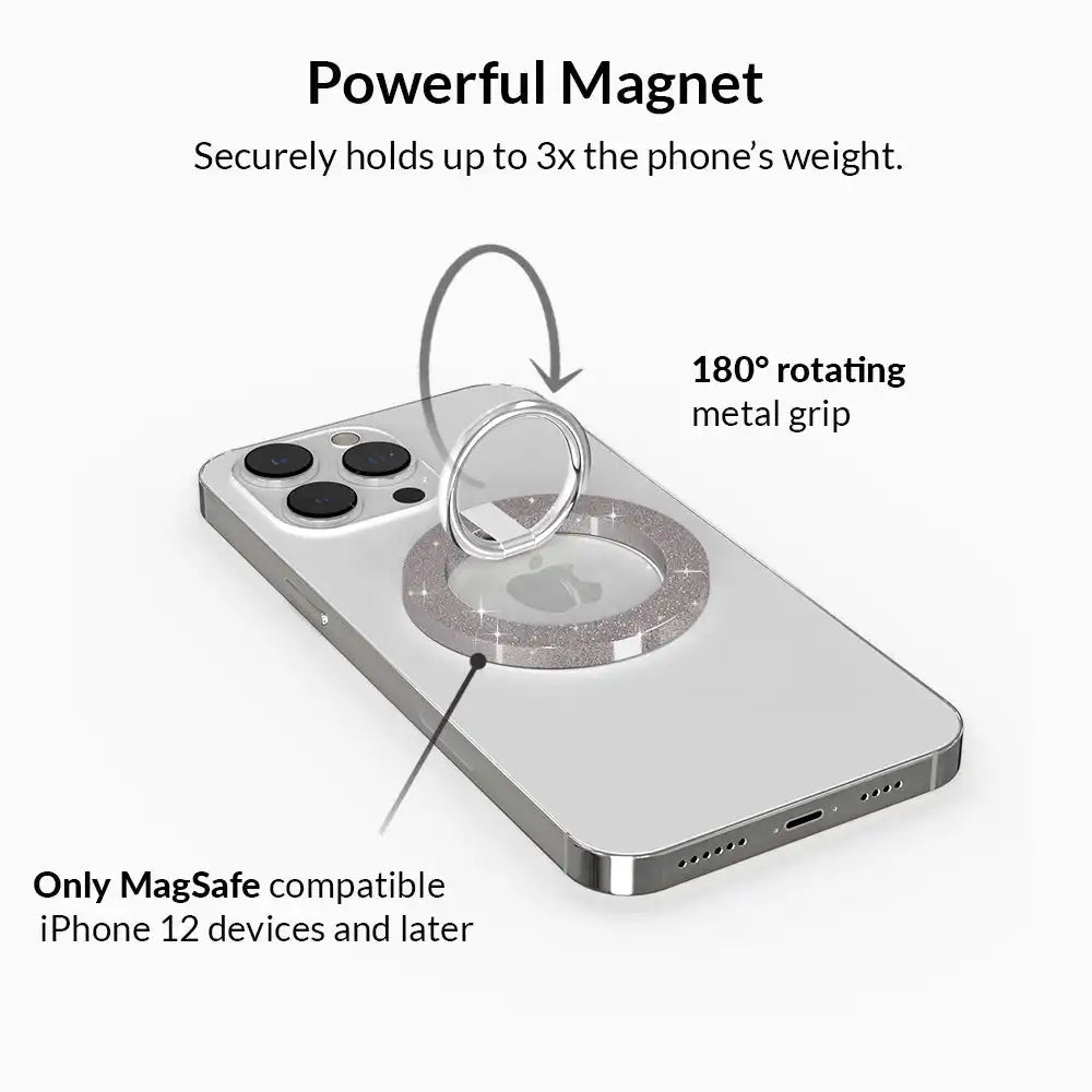 Grey Stardust Glitter MagSafe Grip Ring